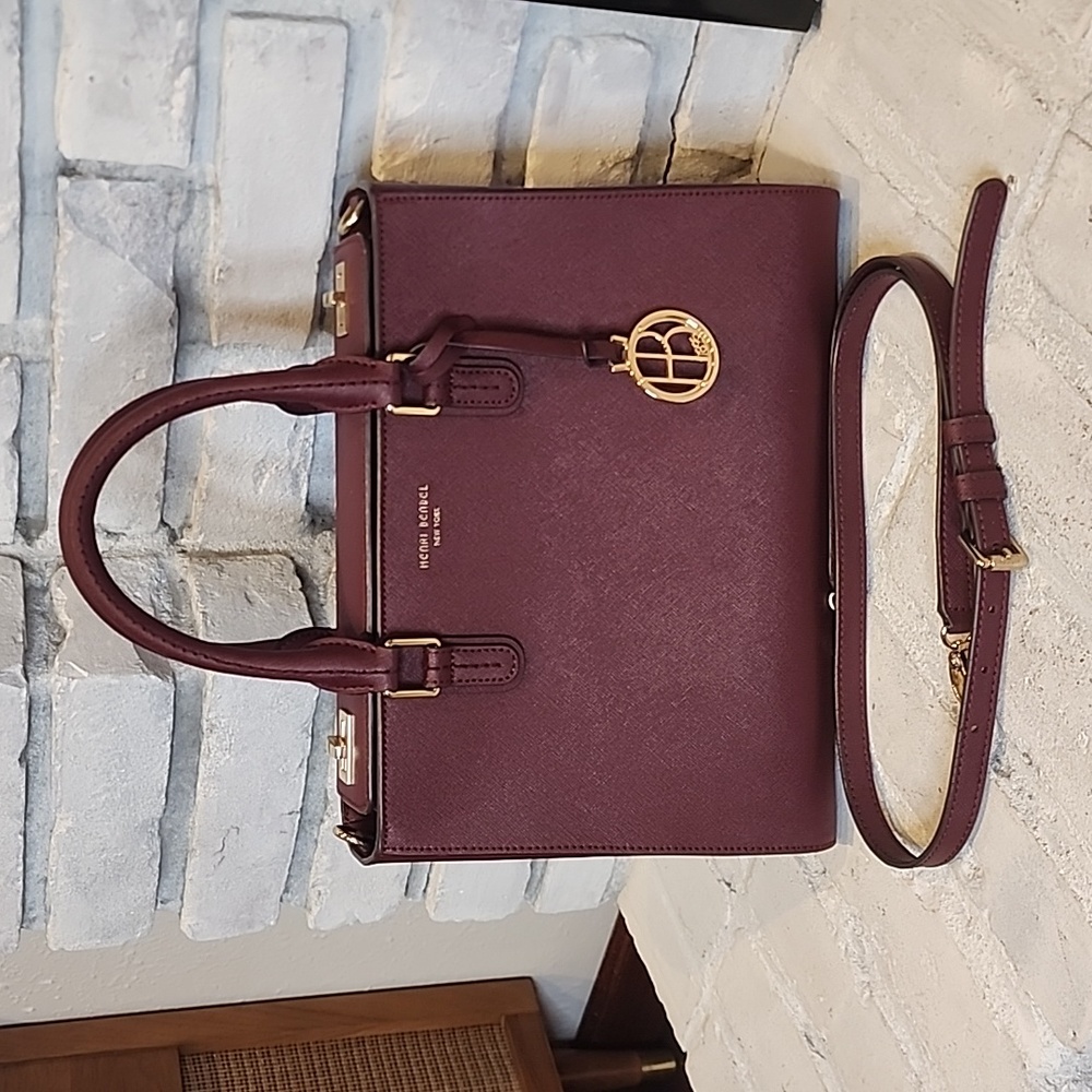 Turnlock Satchel With Crossbody Strap Ox Blood Amazing Condition!!